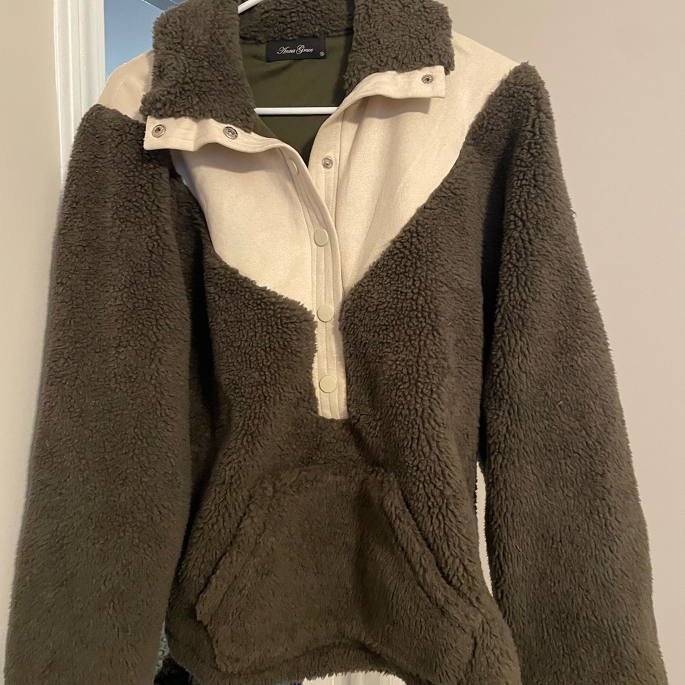 Anna Grace Brown and Cream Sherpa Hoodie